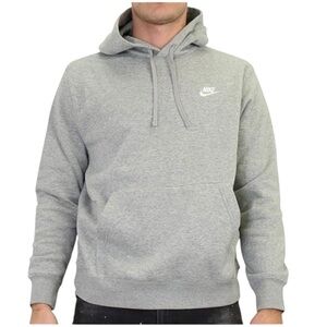 Nike Gray Pullover Hoodie Sweatshirt - Size M - Classic Logo Essential